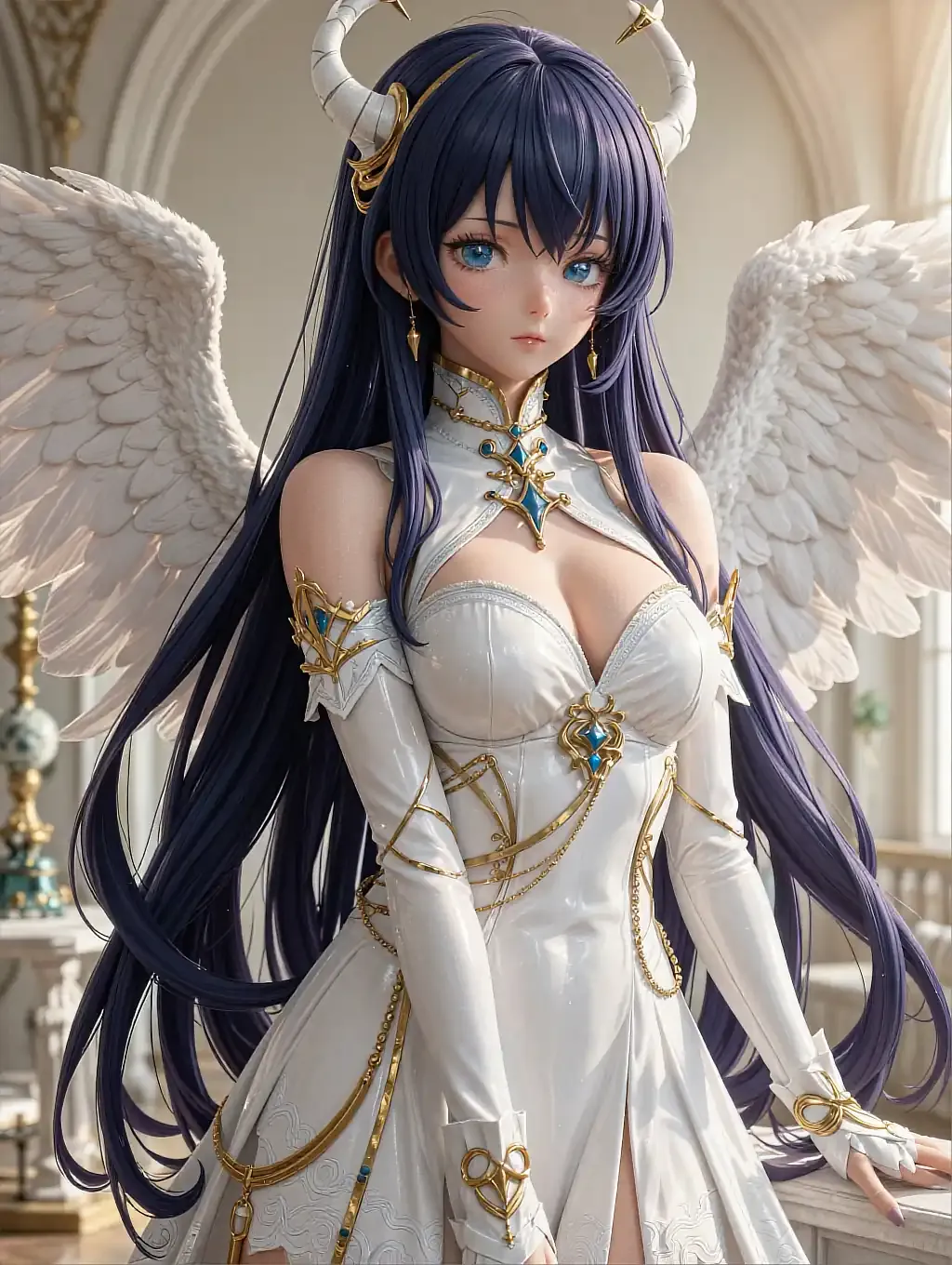 Fictional AI character featured on the first landing page, seated by a window